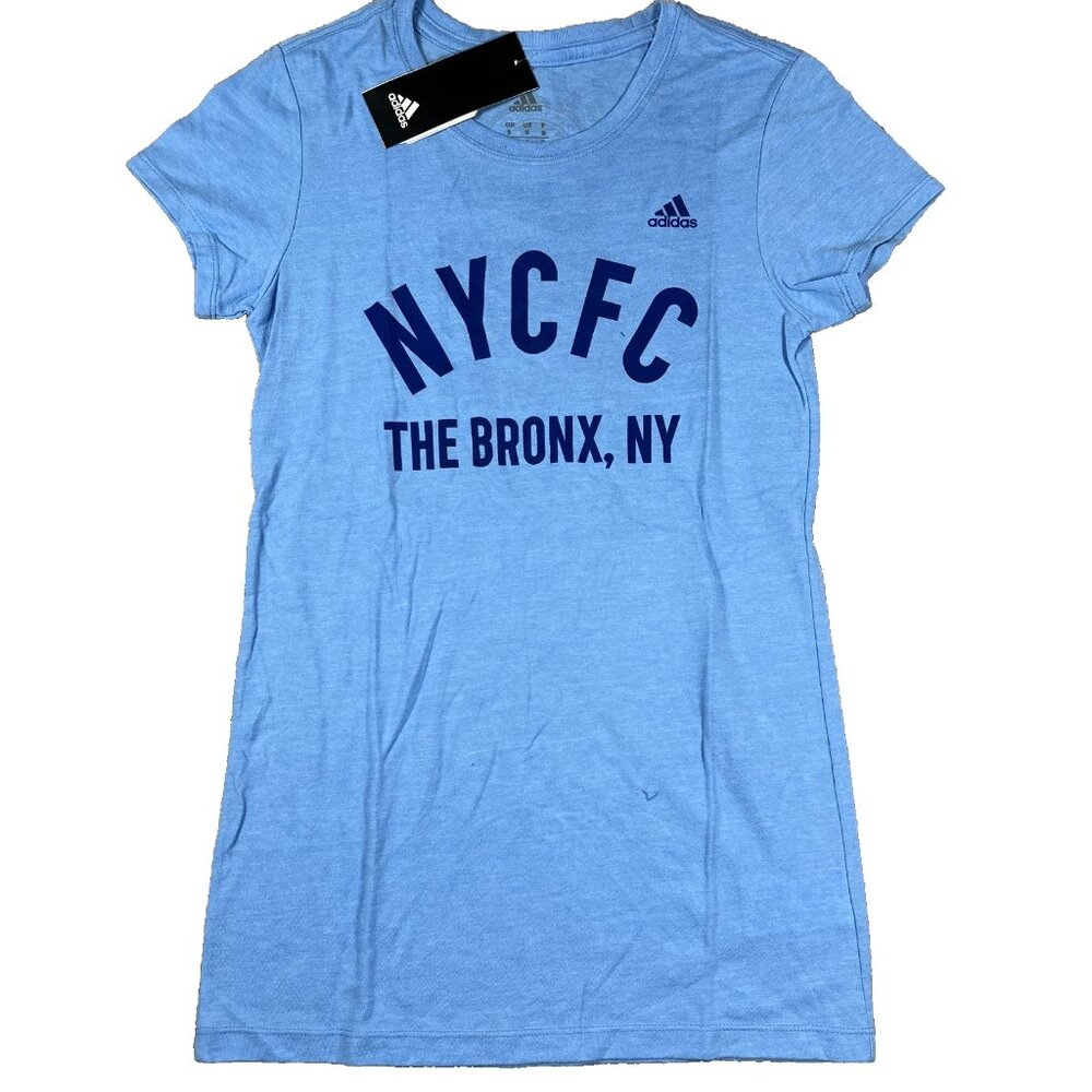 Adidas Womens Small Blue NYC Football Club The Bronx, NY MLS‎ Soccer T-Shirt NWT